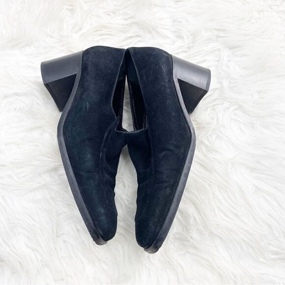 Vintage Aquatalia Slip On Suede Block Heel Loafers - Picture 5 of 9